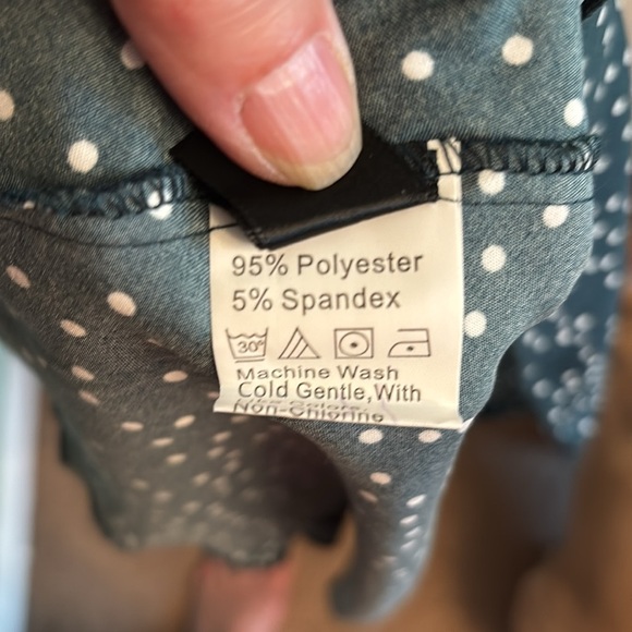 SHEIN green and White Polka Dot Midi Dress - Picture 7 of 7